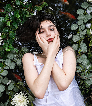 Ophelia Among Floating Koi and Blossoms-Duplicate