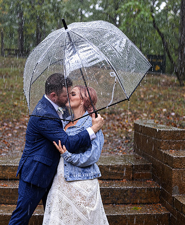 Rainy Kiss Under a Clear Umbrella