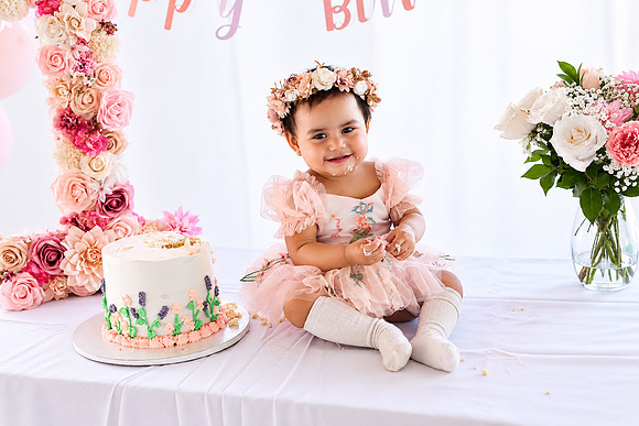 Floral First Birthday Cake Smash (2)