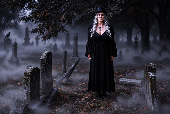 Gothic Cemetery Portrait in Fog (1)