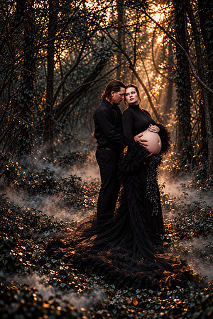Gothic Forest Maternity Portrait (1)