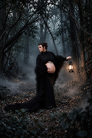 Lantern Glow in the Misty Forest