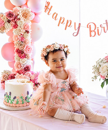 Floral First Birthday Cake Smash