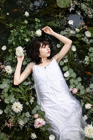 Ophelia in a Moonlit Lily Pond