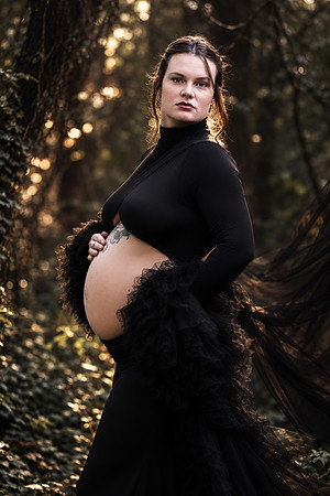 Enchanted Gothic Woodland Maternity Portrait