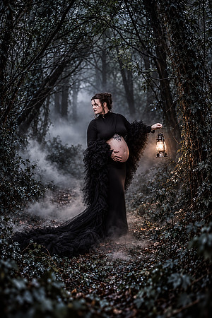 Lantern-Bearer in the Misty Forest
