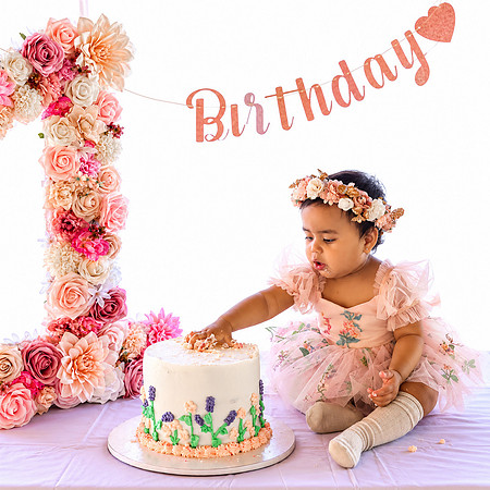 Floral First Birthday Cake Smash (1)